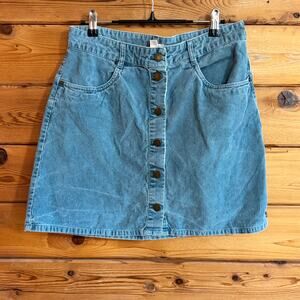 Roxy Blue Buttoned Down Corduroy Miniskirt Large